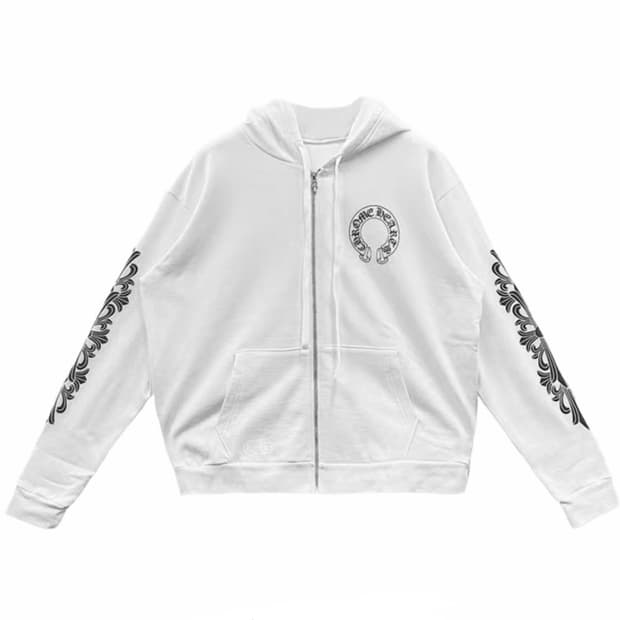 구매글) 크롬하츠 홀스슈 플로랄 후드집업 화이트