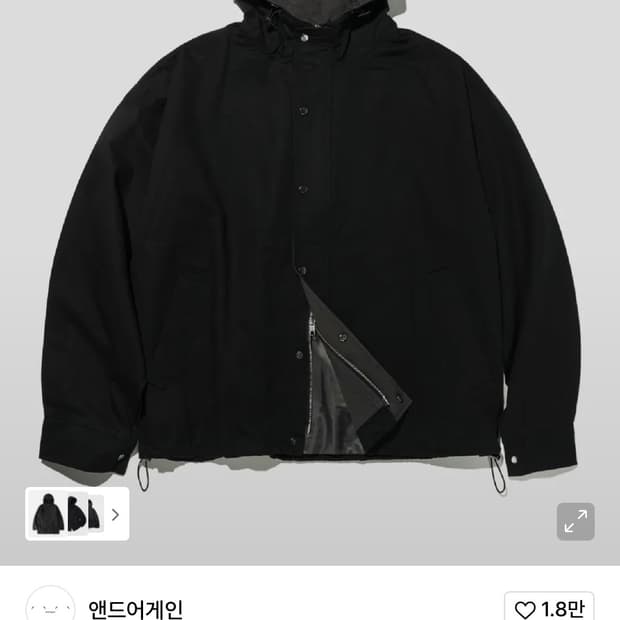 앤드어게인 소코 후드 야상 블랙 L