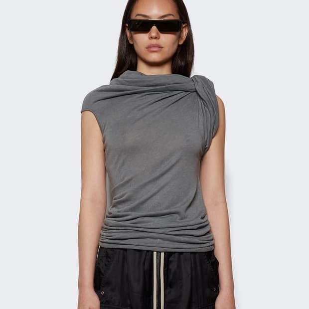 [38,40,42]릭오웬스 드레이프 트위스트 슬리브리스 탑/그레이