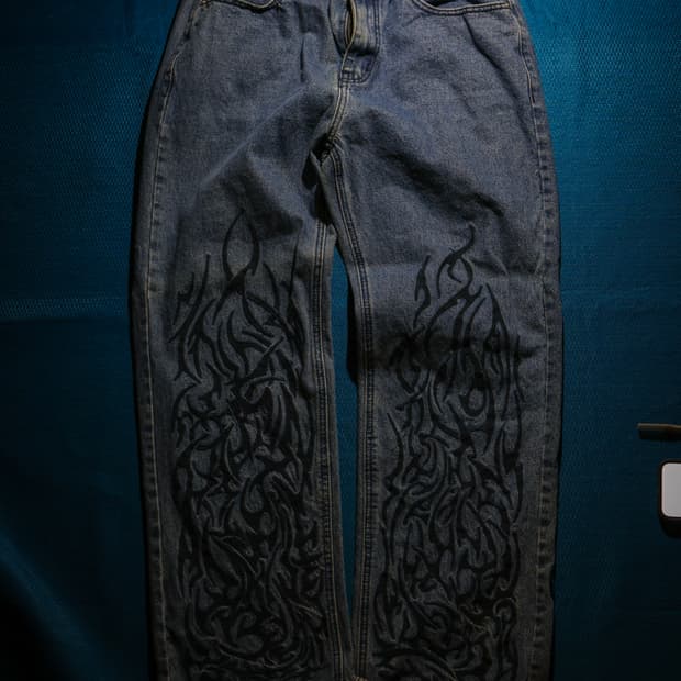 노매뉴얼 트라이벌 자수 데님 팬츠 L