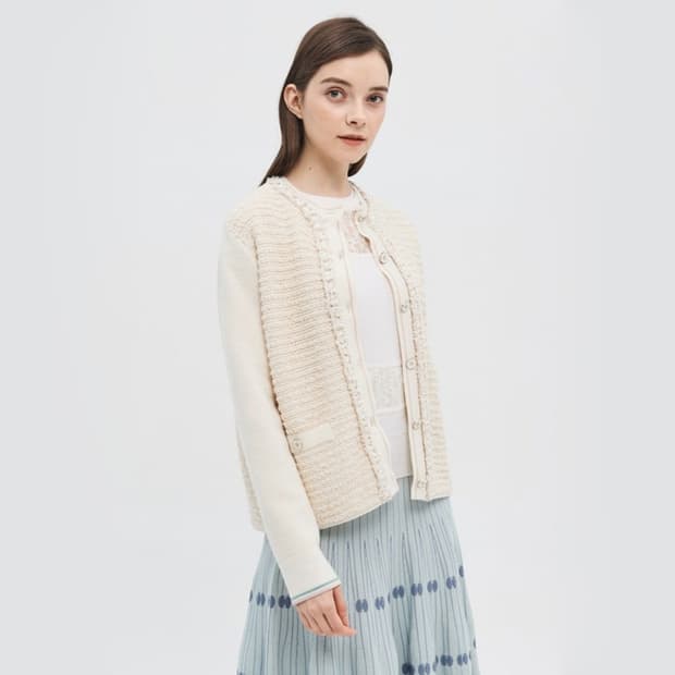 마인 브레이드 라인 트위드 가디건