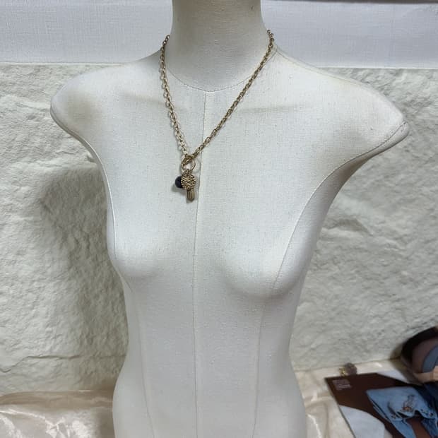 빈티지 중세 해머링 스웨이드 태슬 뜨개질 OT고리 목걸이