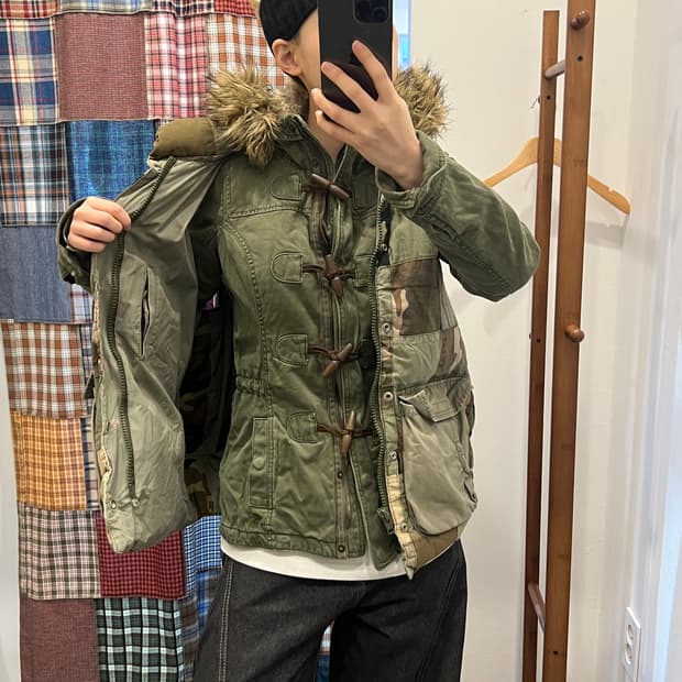 아베크롬비 카키 퍼 후드 야상