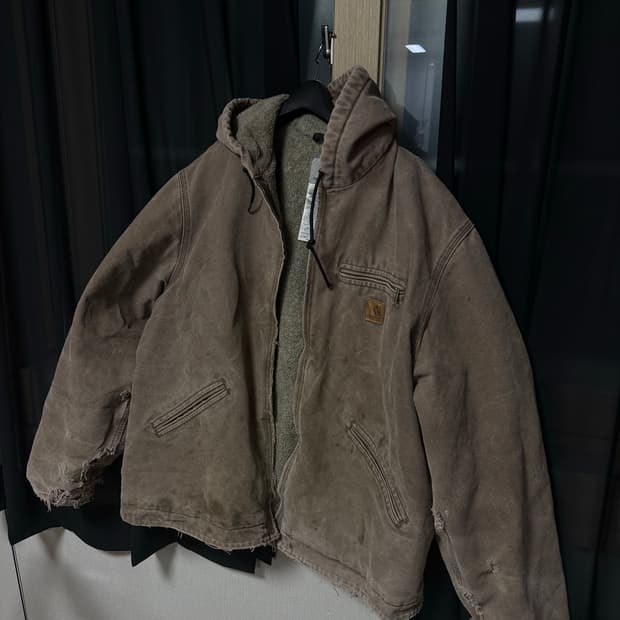 칼하트 모카색 해비아우터 데님후드집업 판매 
