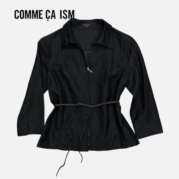 COMME CA ISM belted zip-up shirt