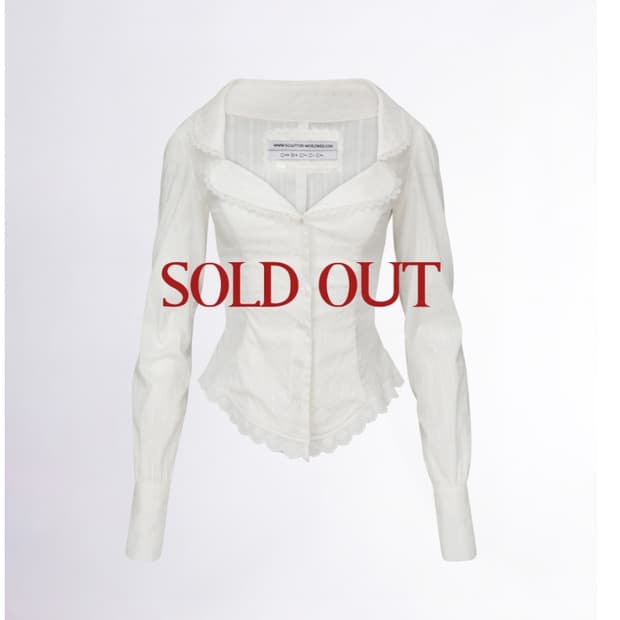 [구함] Clover Leaf Neck Blouse Ivory