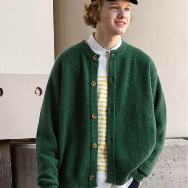 엠마 클로즈 EMMA CLOTHES 부클 라운드 가디건 그린 M