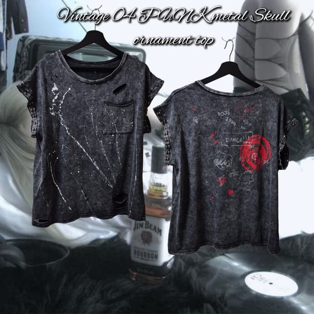 Vintage 04 PUNK metal Skull ornament top