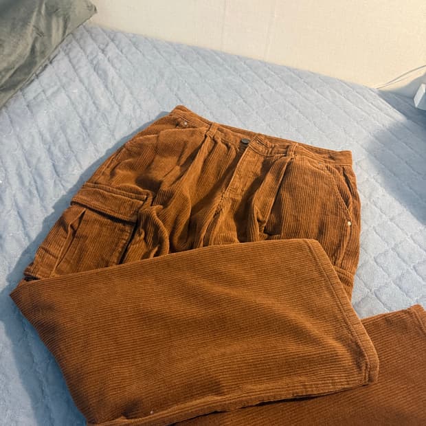 코듀로이 원턱 카고 팬츠(브라운)