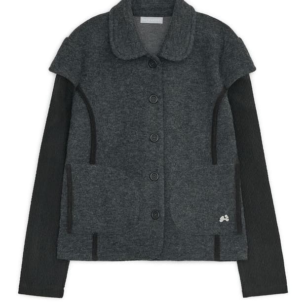 허그유어스킨 라운드 카라 니트 자켓