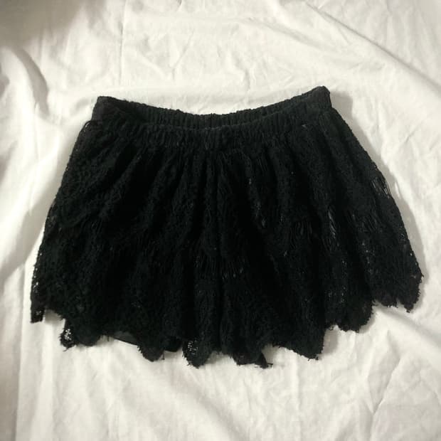 블랙 크로셰 레이스 쇼츠 페어리 그런지 고스