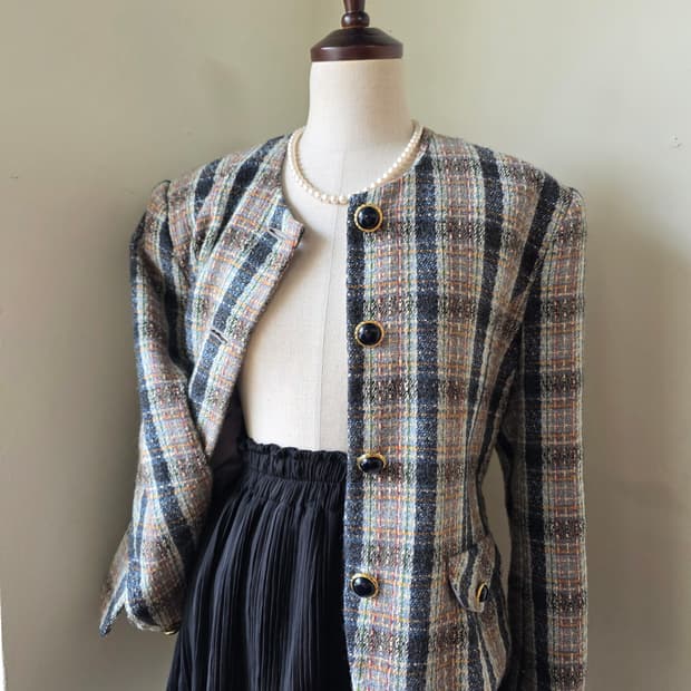 체크 트위드 자켓