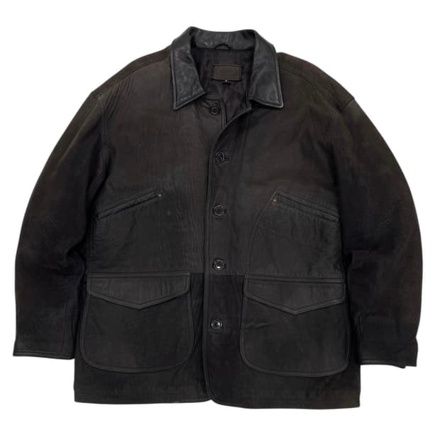90's Bisonte 레더 헌팅 자켓