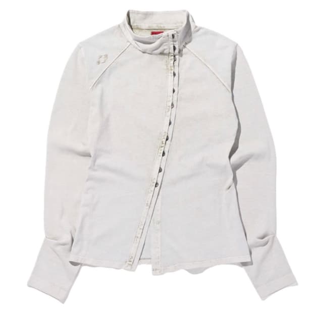 구해요) 미스치프 워시드 저지 셔츠-베이지