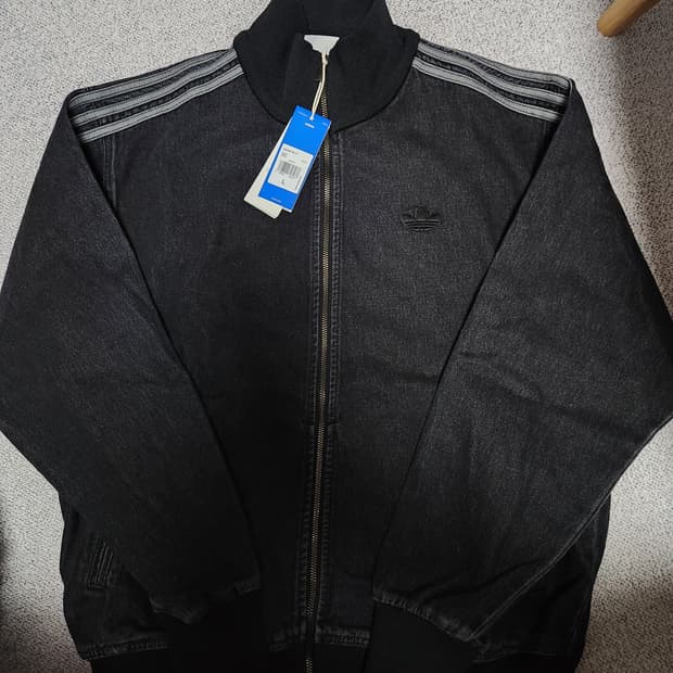 아디다스 아디컬러 데님 파이어버드 트랙탑 트루 블랙 데님 L사이즈