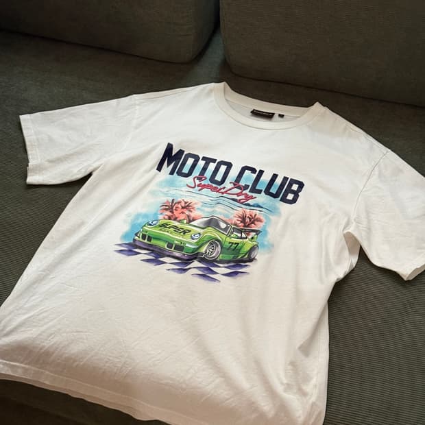 Super dry 화이트 티셔츠(Motor club)