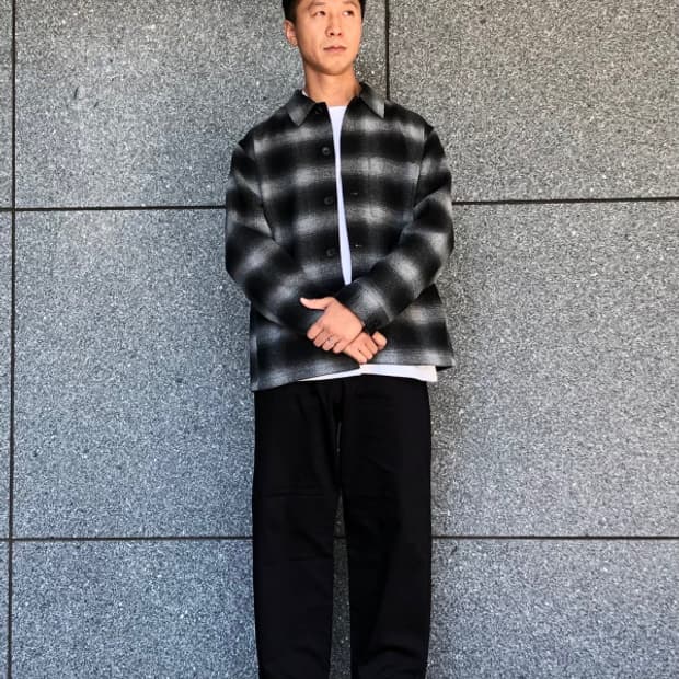 유니클로 더플 베이스 체크 셔츠 재킷 L (103)