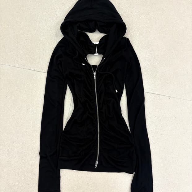 셔링 백포인트 투웨이 후드집업