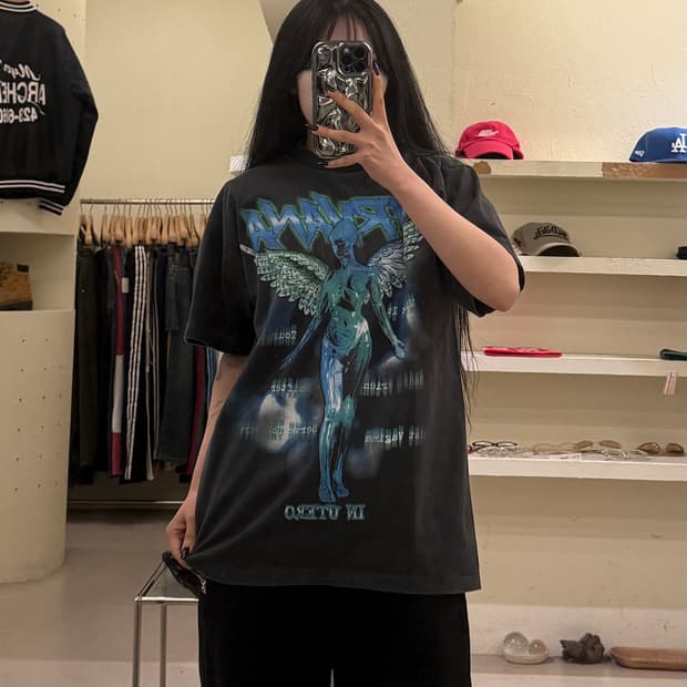 빈티지 너바나 In Utero 아트워크 프린팅 반팔 티셔츠 U1495