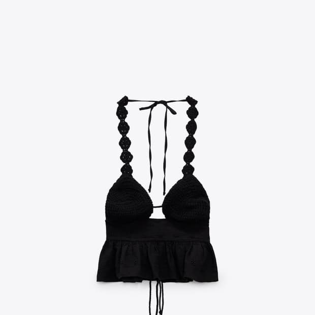 자라 크로셰 탑 뷔스티에 블랙