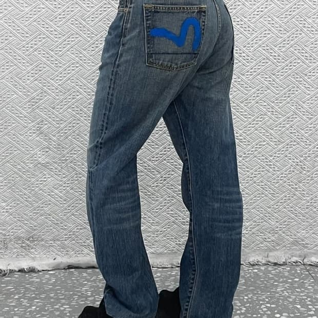 에비수 빈티지 레트로 포켓프린팅 데님팬츠 32인치C06869