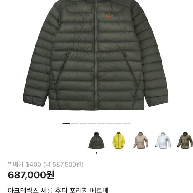 아크테릭스 25fw 세륨 후디 포리지 베르베