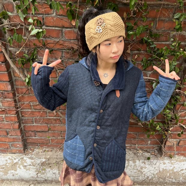 빈티지 체크 패치워크 자켓