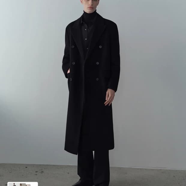 무신사 캐시미어 대디 숄더 더블 롱 코트 M