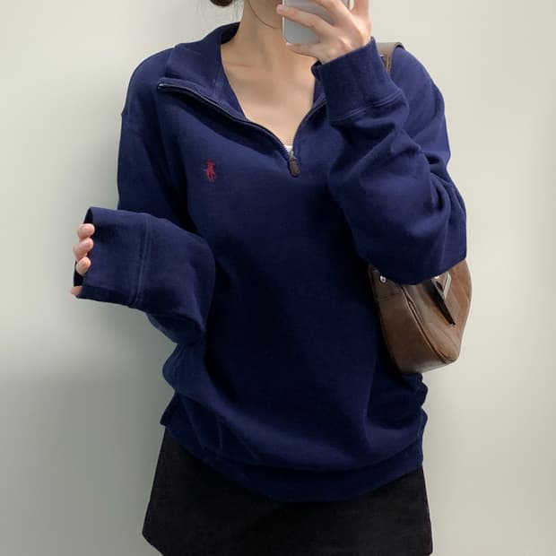 폴로 반집업 니트 