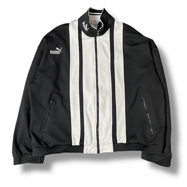 푸마 블랙화이트 배색 트랙탑 져지