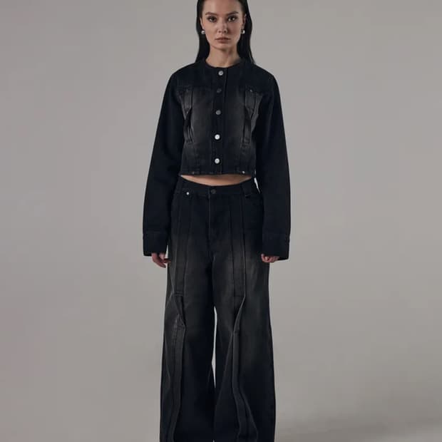 트리밍버드 twisted wide denim set-up