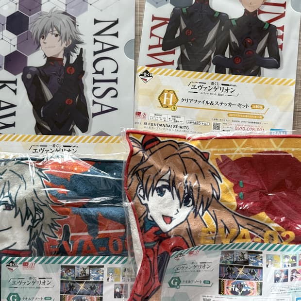 에반게리온 이치방쿠지 굿즈 L자 파일 손수건 나기사 신지 아스카