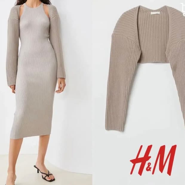 새상품/ h&m 볼레로 리브 니트 가디건