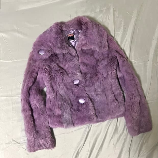 ✨vintage purple real rabbit fur jacket✨
