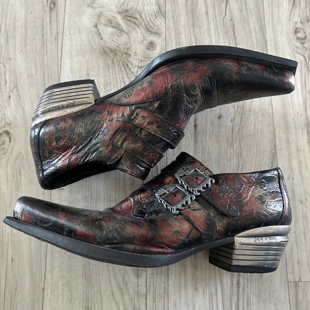 New rock 메탈릭 구두