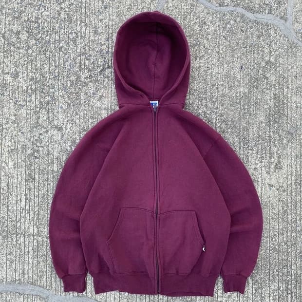 Made in USA) 90년대 러셀 애슬레틱 후드집업 버건디