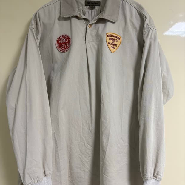 나이젤카본 Rugger shirt Pigment fade ivory 48