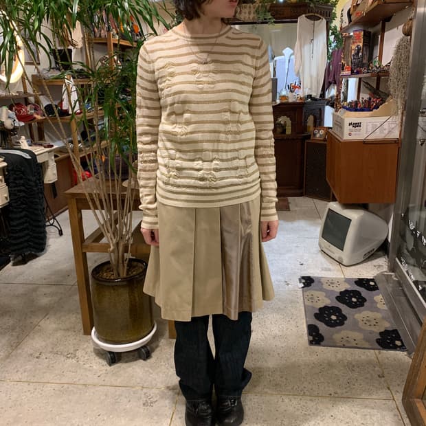 꼼데가르송 트리콧 투웨이 스트라이프 플라워 니트 가디건