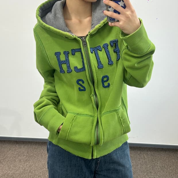 Abercrombie 아베크롬비 네이비 로고 그린 후드집업