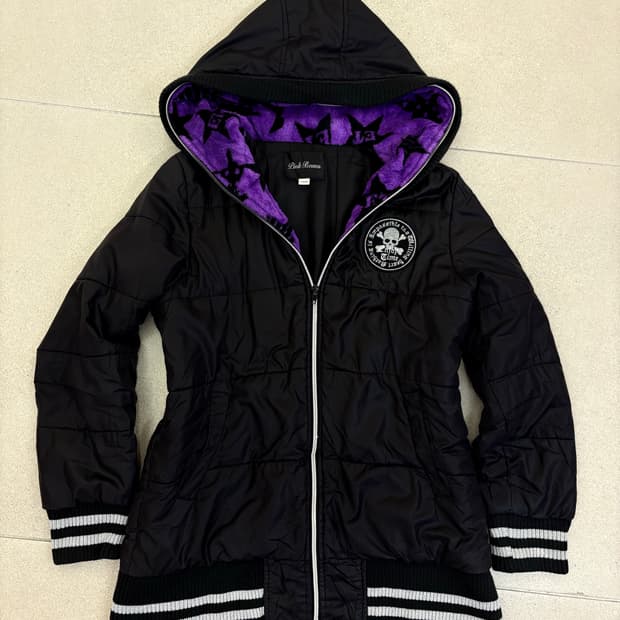 블랙퍼플 스타 스컬 패딩