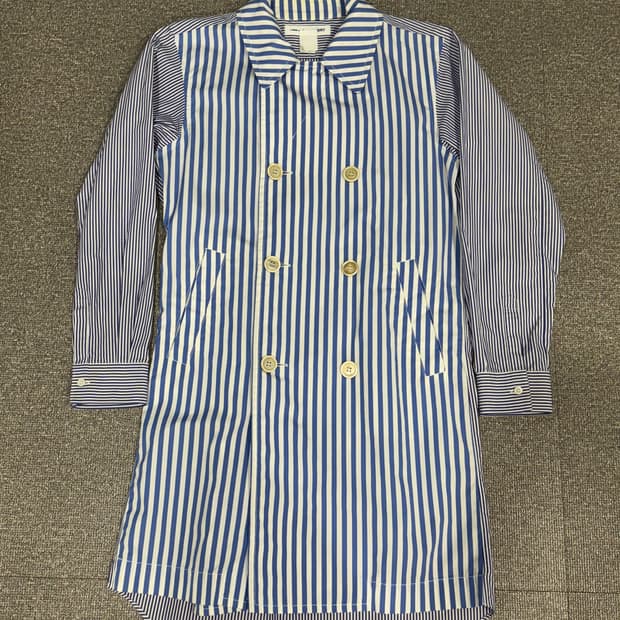 꼼데가르송 셔츠 롱 스트라이프 코튼 셔츠 코트 M 