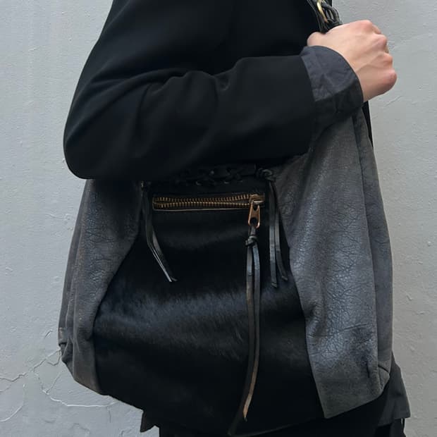 *rare design* 2000s JPN 펑크 레더 디테일 숄더백