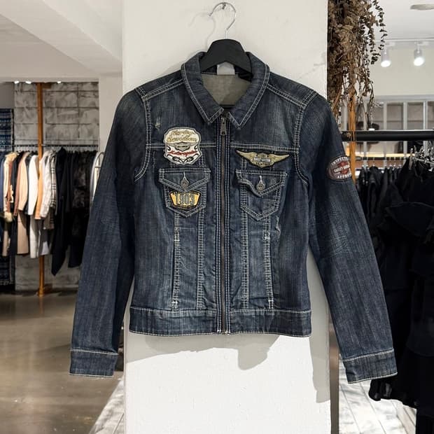 할리 데이비슨 코튼 패치 데님 자켓