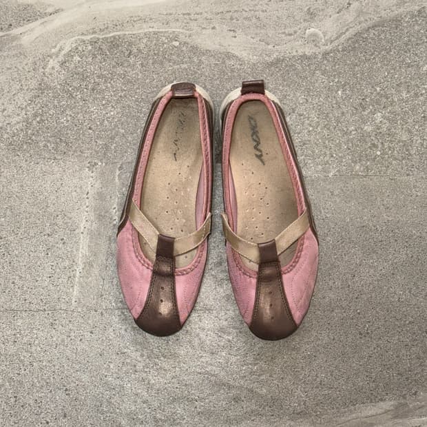 DKNY pink brown mary jane flat shoes