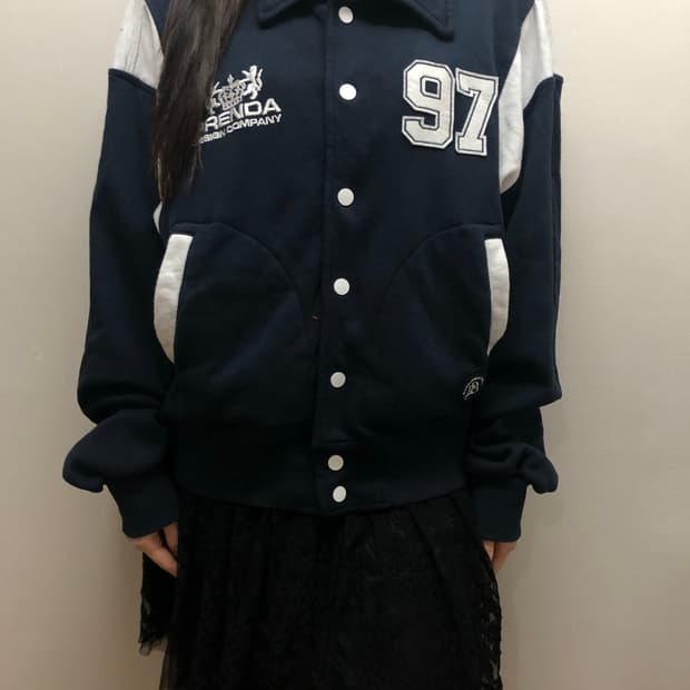 빈티지 프렌다 네이비 바시티 자켓