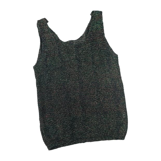 앤클라인 ANNE KLEIN 빈티지 글리터 메탈릭 니트 슬리브리스 베스트