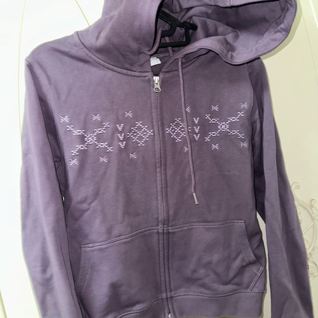 더콜디스트모먼트 퍼플 후드집업 s