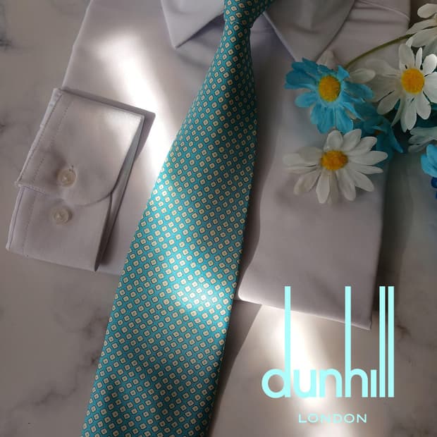 던힐 실크 민트 마이크로 패턴 넥타이 9.2cm A+등급 A19219
