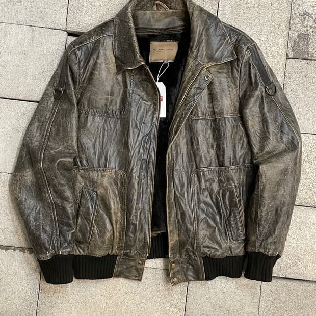 페페 진스 염소 가죽 봄버 자켓 