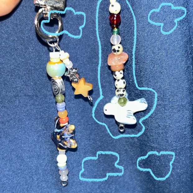 빈티지 비즈 키링 / vintage bird keyring